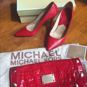 Michael Kors Red Pat. Croc heels - good condition